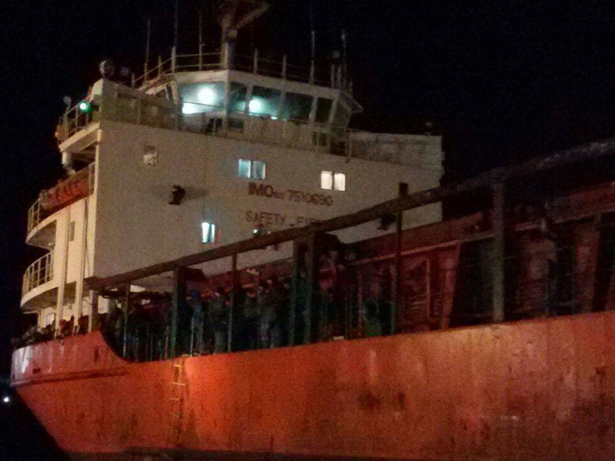 The Blue Sky M docked in Gallipoli. Picture: Red Cross