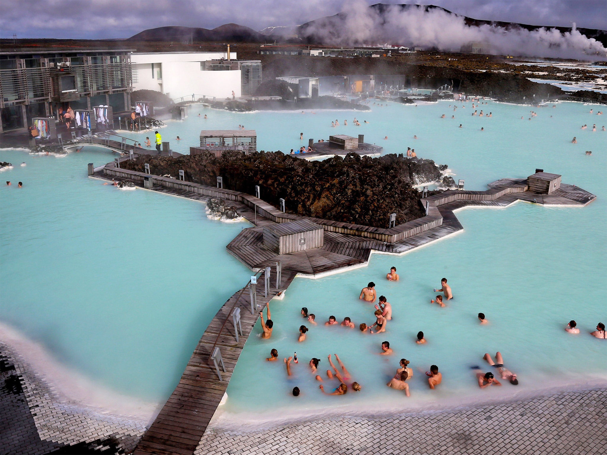 Geothermal waters at the Blue Lagoon near the Icelandic capital, Reykjavik – one of the country’s top attractions
