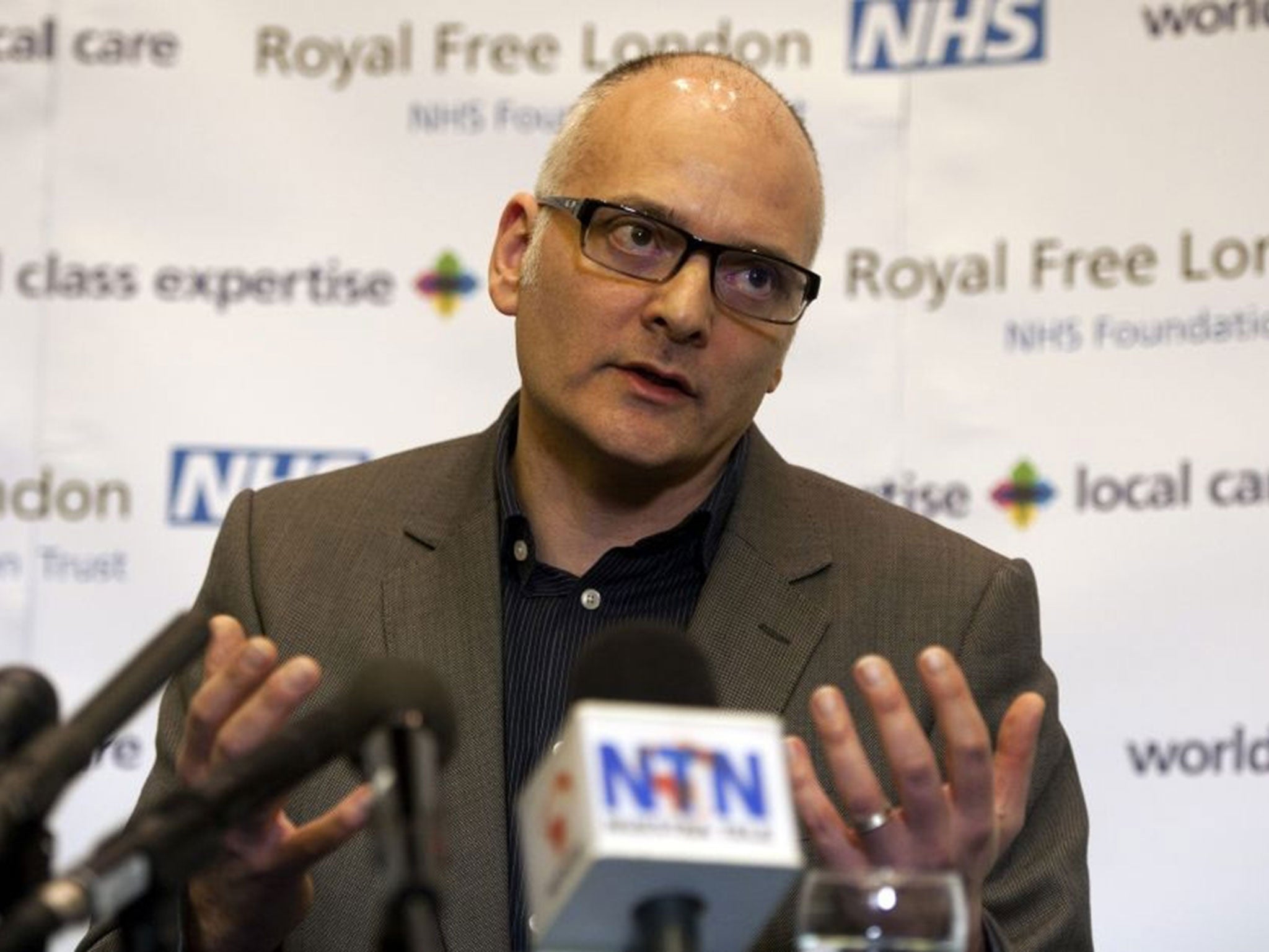 Infectious Diseases Consultant Dr Michael Jacobs gives a press conference regarding Ebola patient Pauline Cafferkey at the Royal Free Hospital in London
