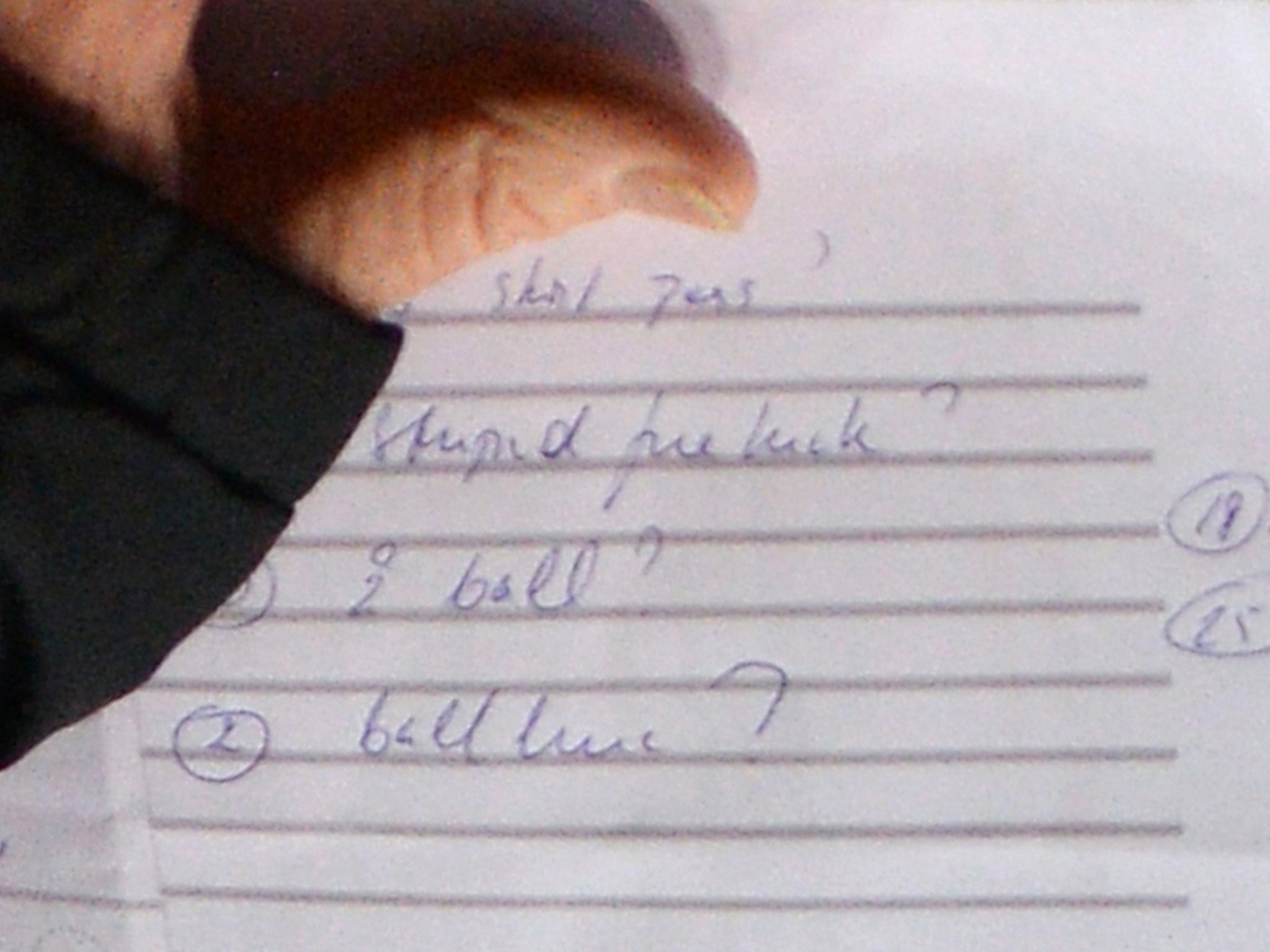 A close up of Van Gaal's notes