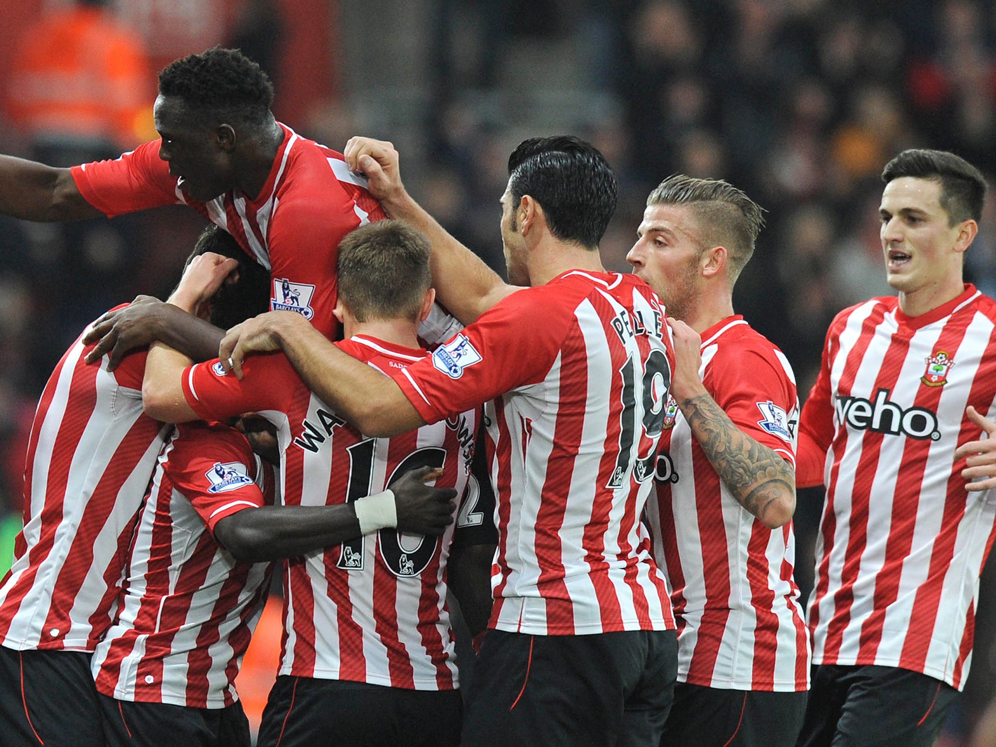 Southampton celebrate during their win over Arsenal