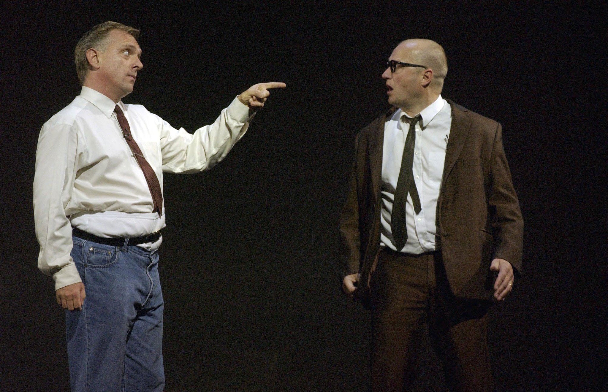 Rik Mayall and Adrian Edmonson perform in a stage version of Bottom