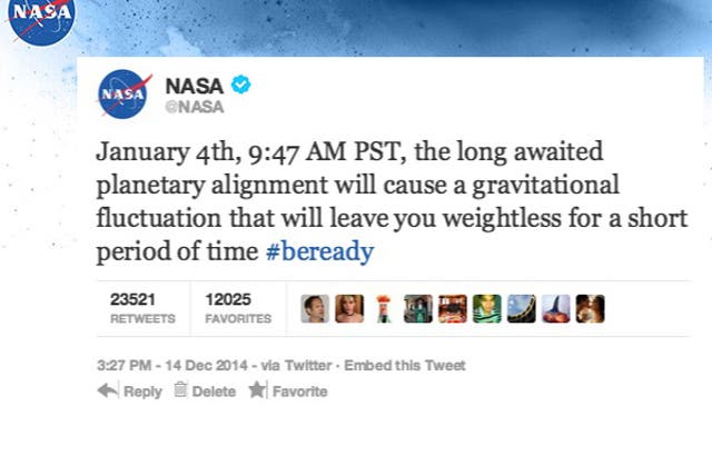 Nasa supposedly backed a story claiming a gravitational event on 4 January