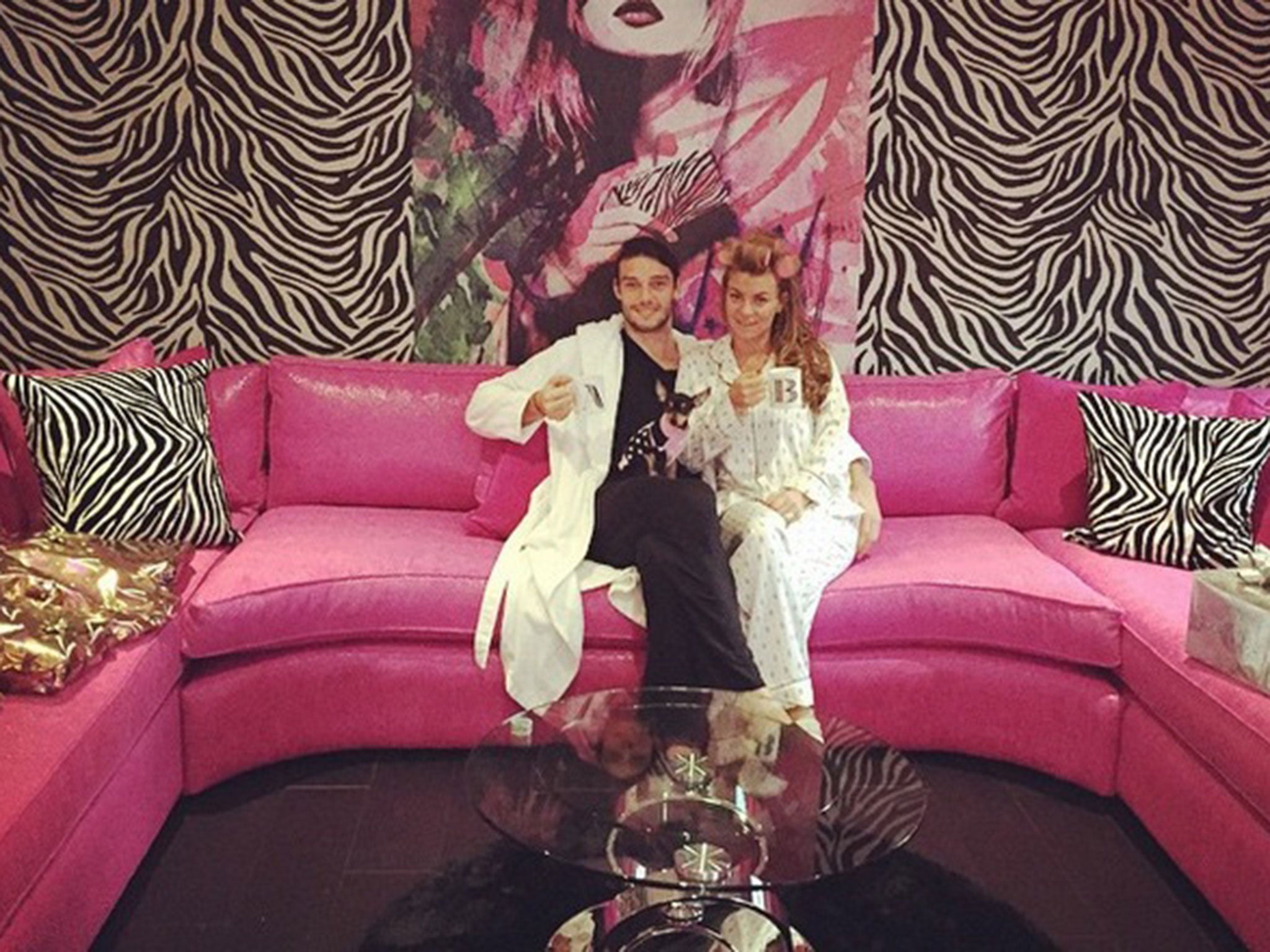 Andy Carroll and Billi Mucklow's zebra-walled living room
