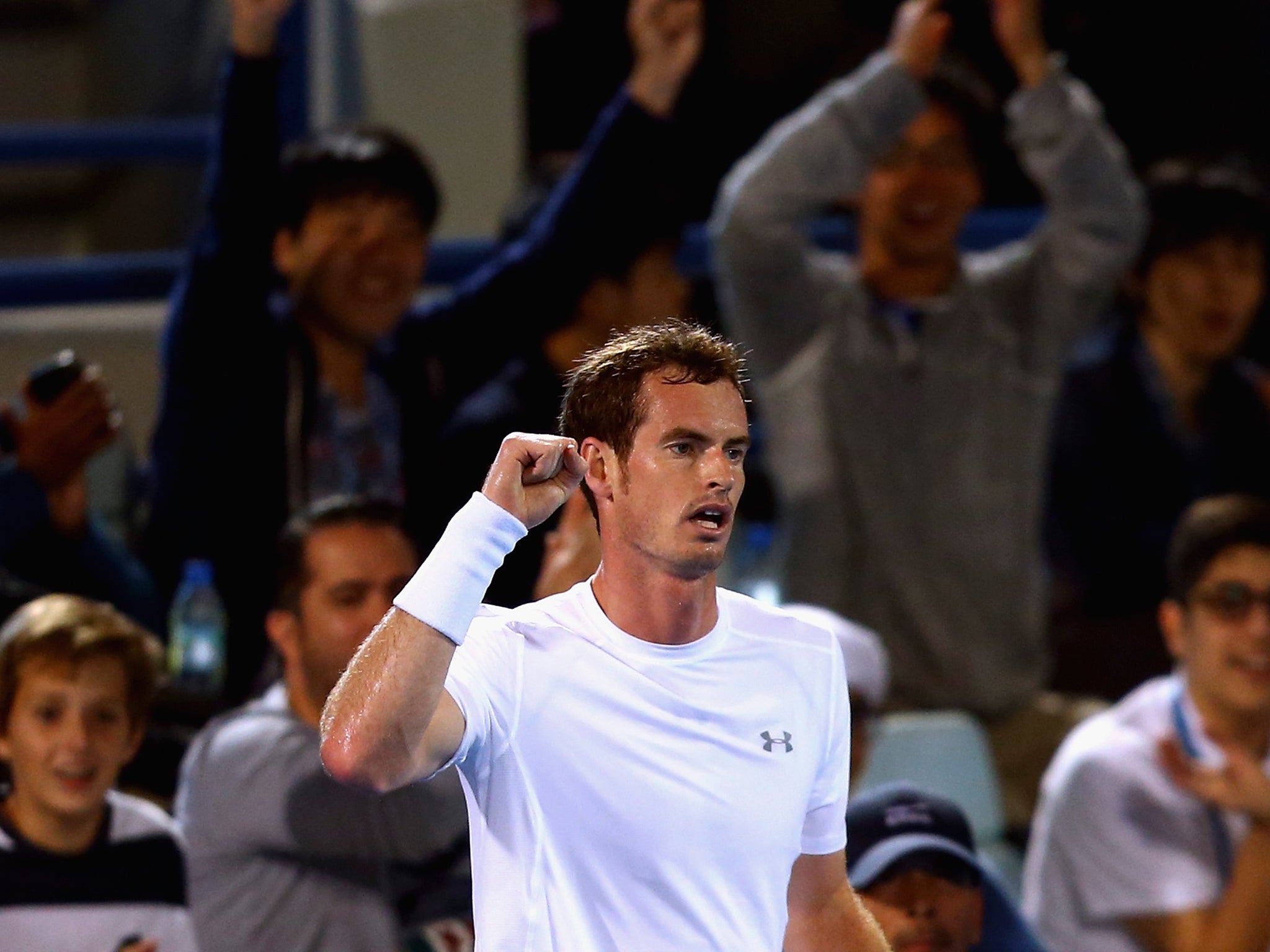 Andy Murray celebrates victory over Rafael Nadal