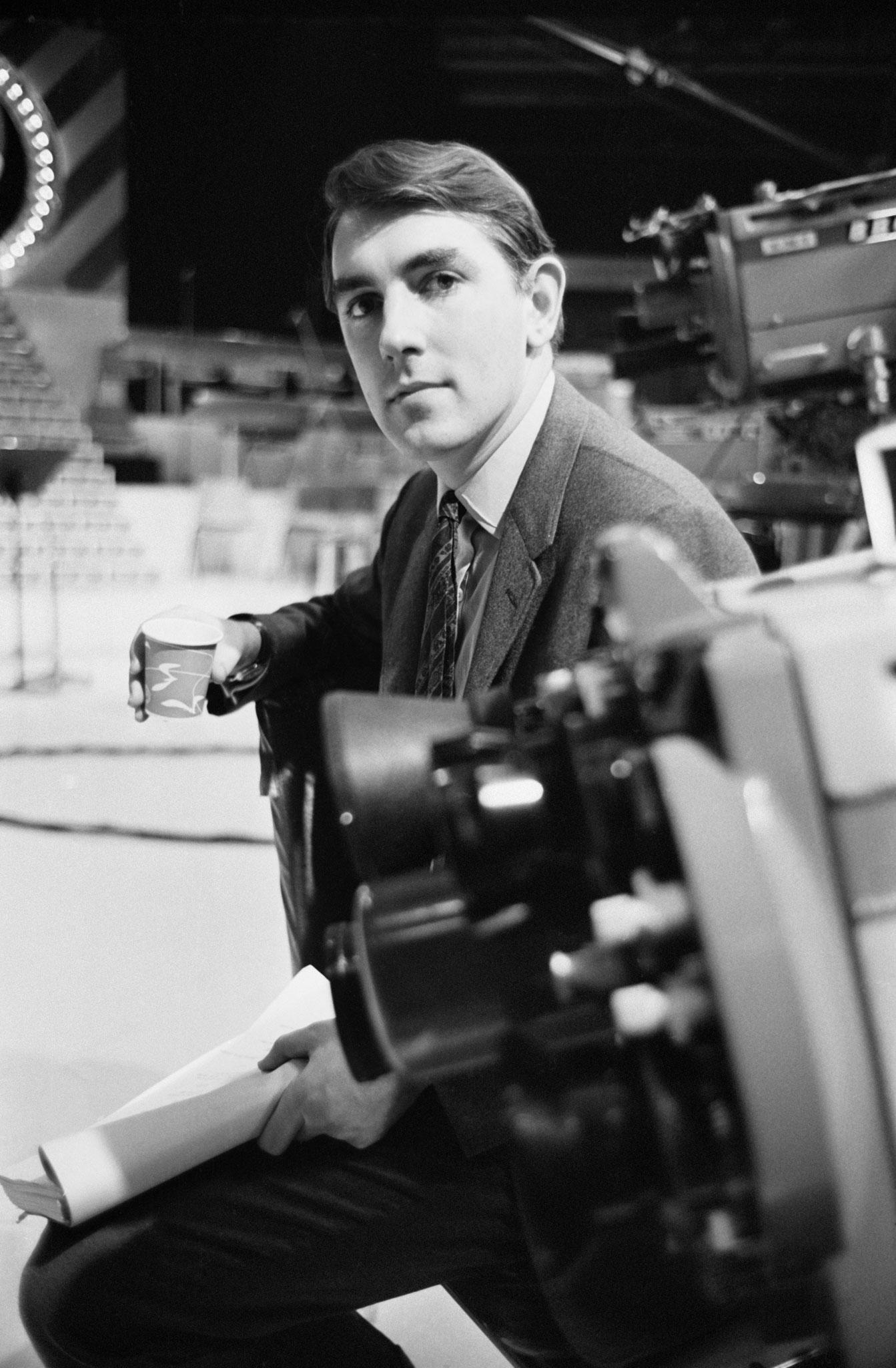 Peter Cook filming at the BBC in 1964 (Getty Images)