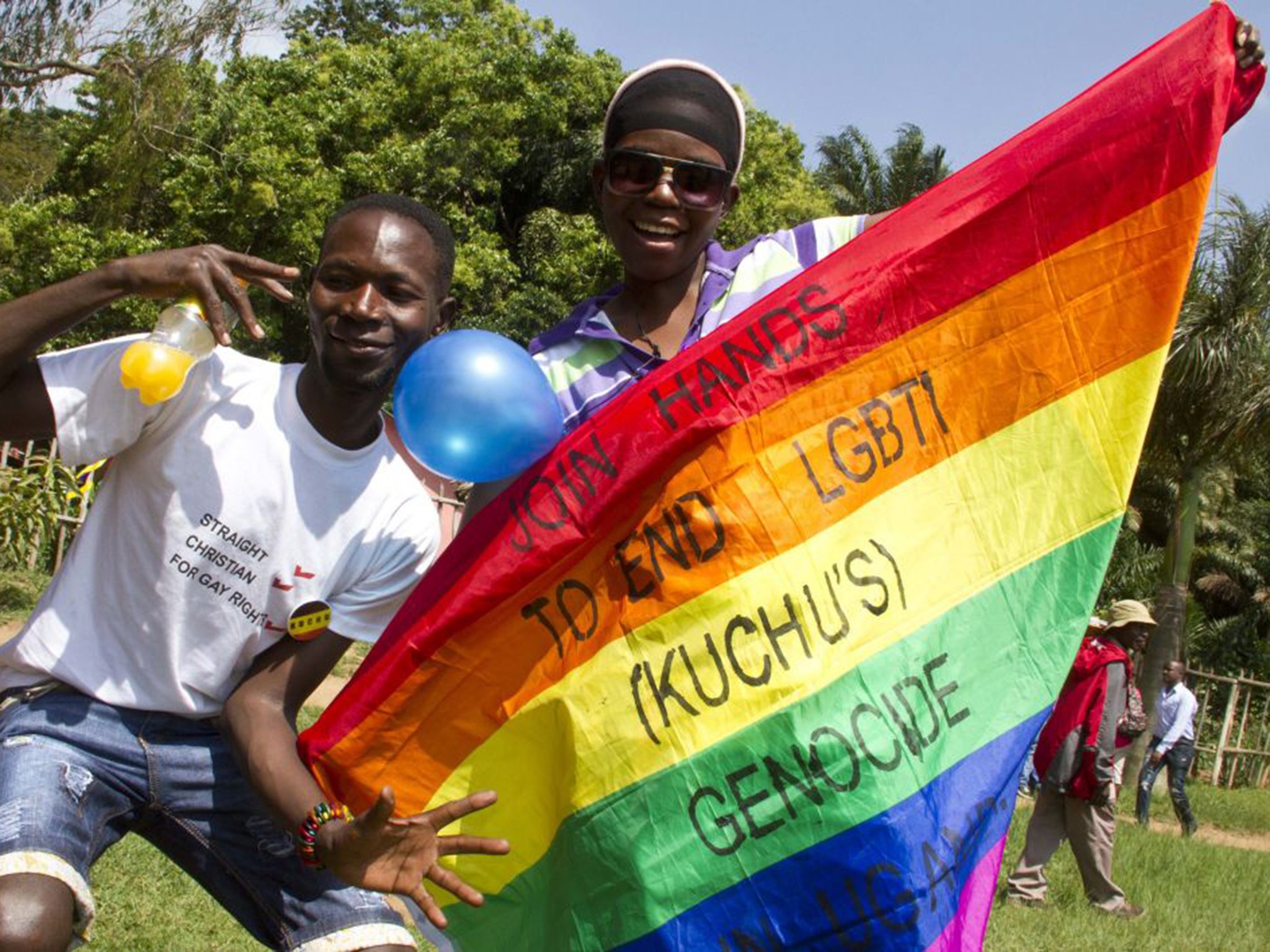 Activists in Entebbe last August (AFP/Getty)