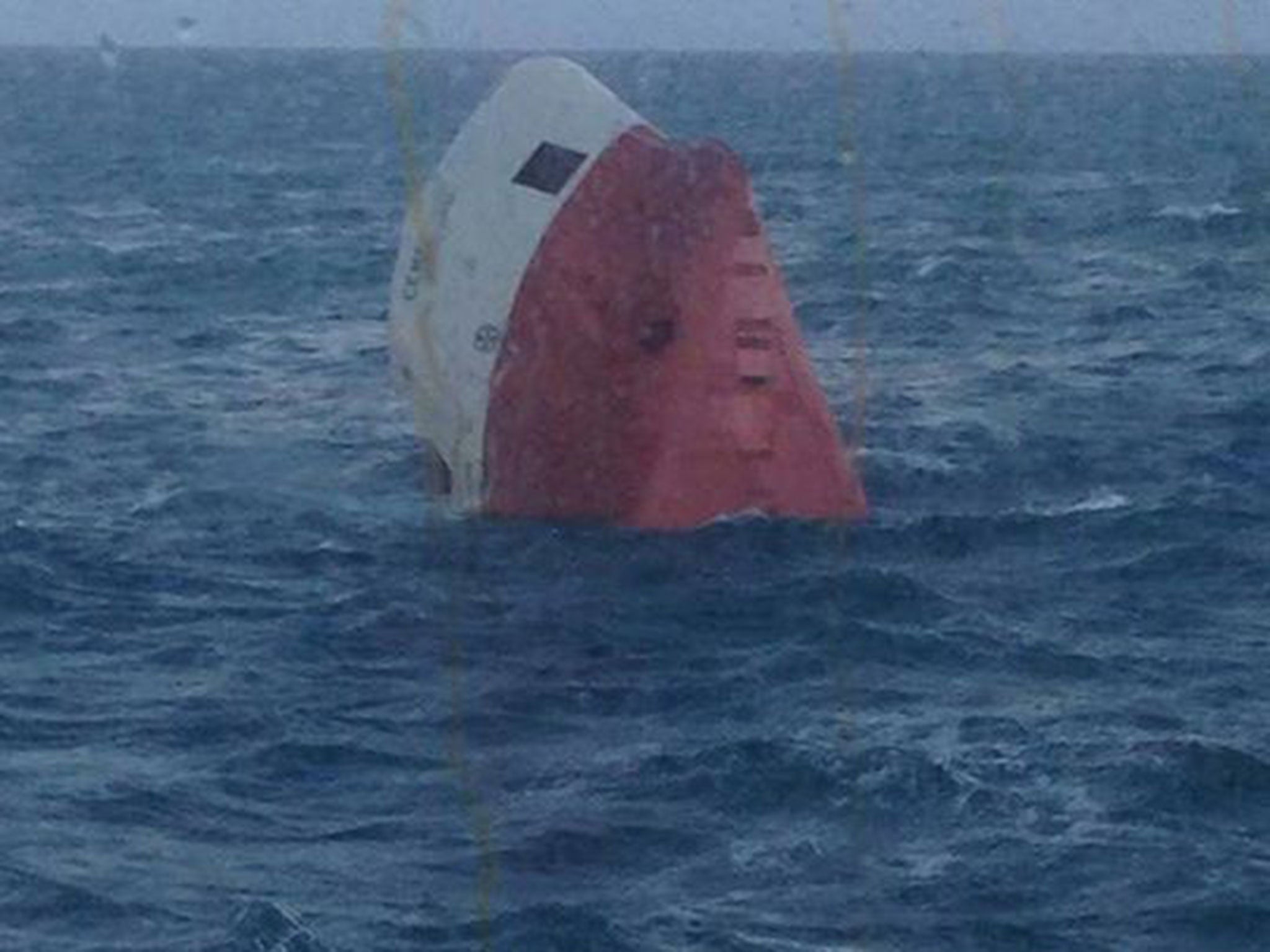 A picture taken by a passenger onboard the NorthLink ferry Hrossey, appearing to show the ship sinking (BBC Orkney)