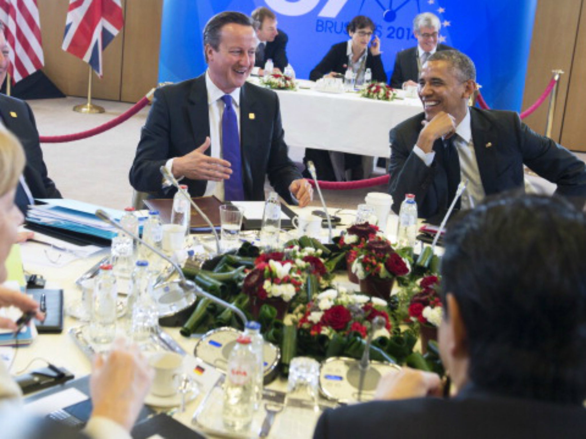 The pair chuckling away at this year's G7 Summit in Belgium