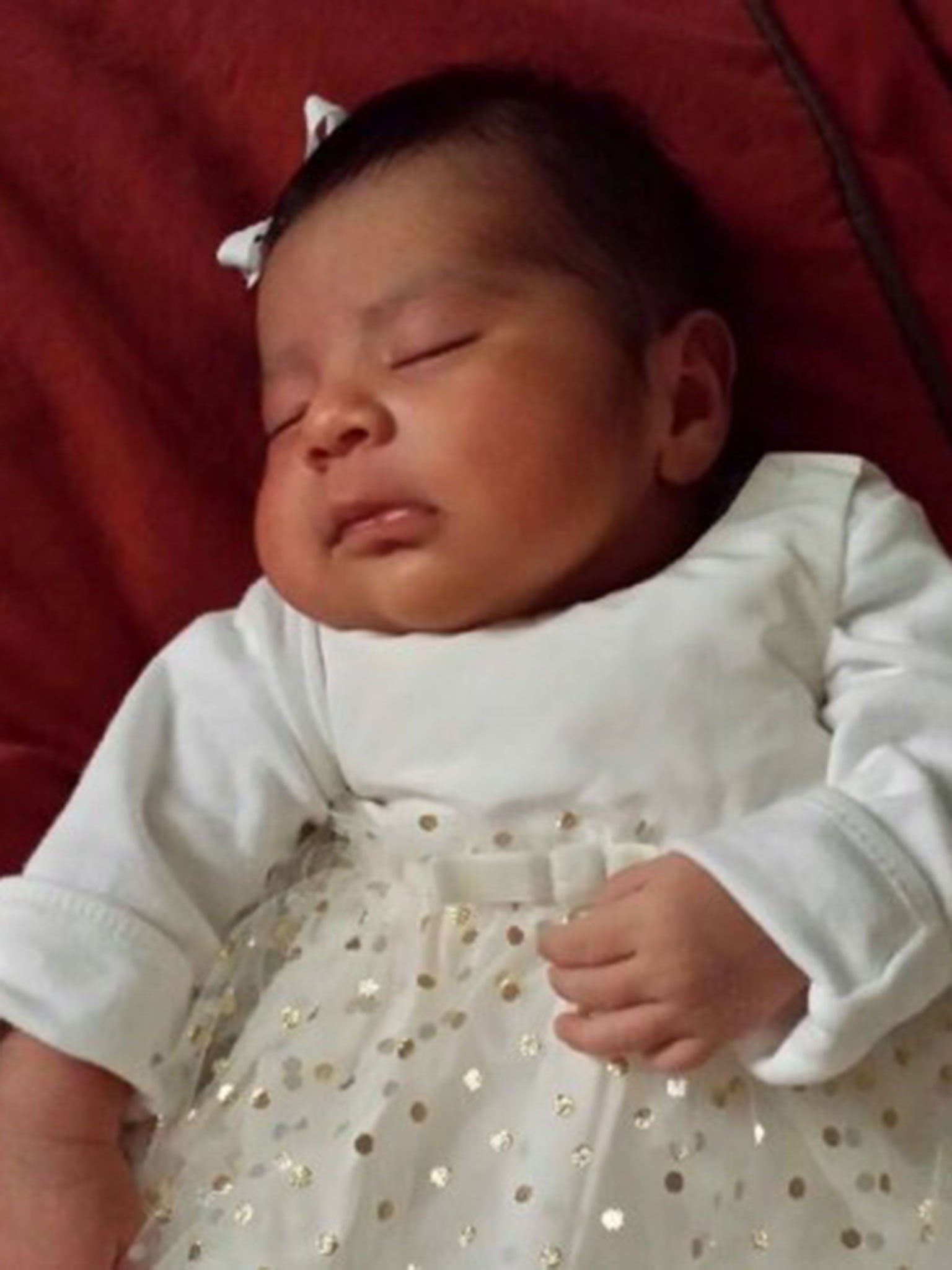 Three-week-old Eliza Delacrus, who weighs a mere 10lb, has been reported missing