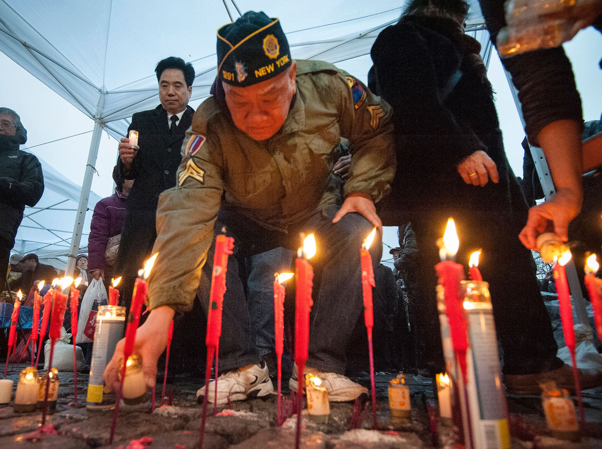 A vigil held for officer Wenjian Liu the day before his funeral