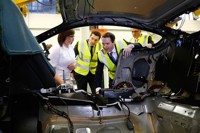 The Chancellor, George Osborne, visiting a production line last month: productivity has been disappointing in the economy as a whole