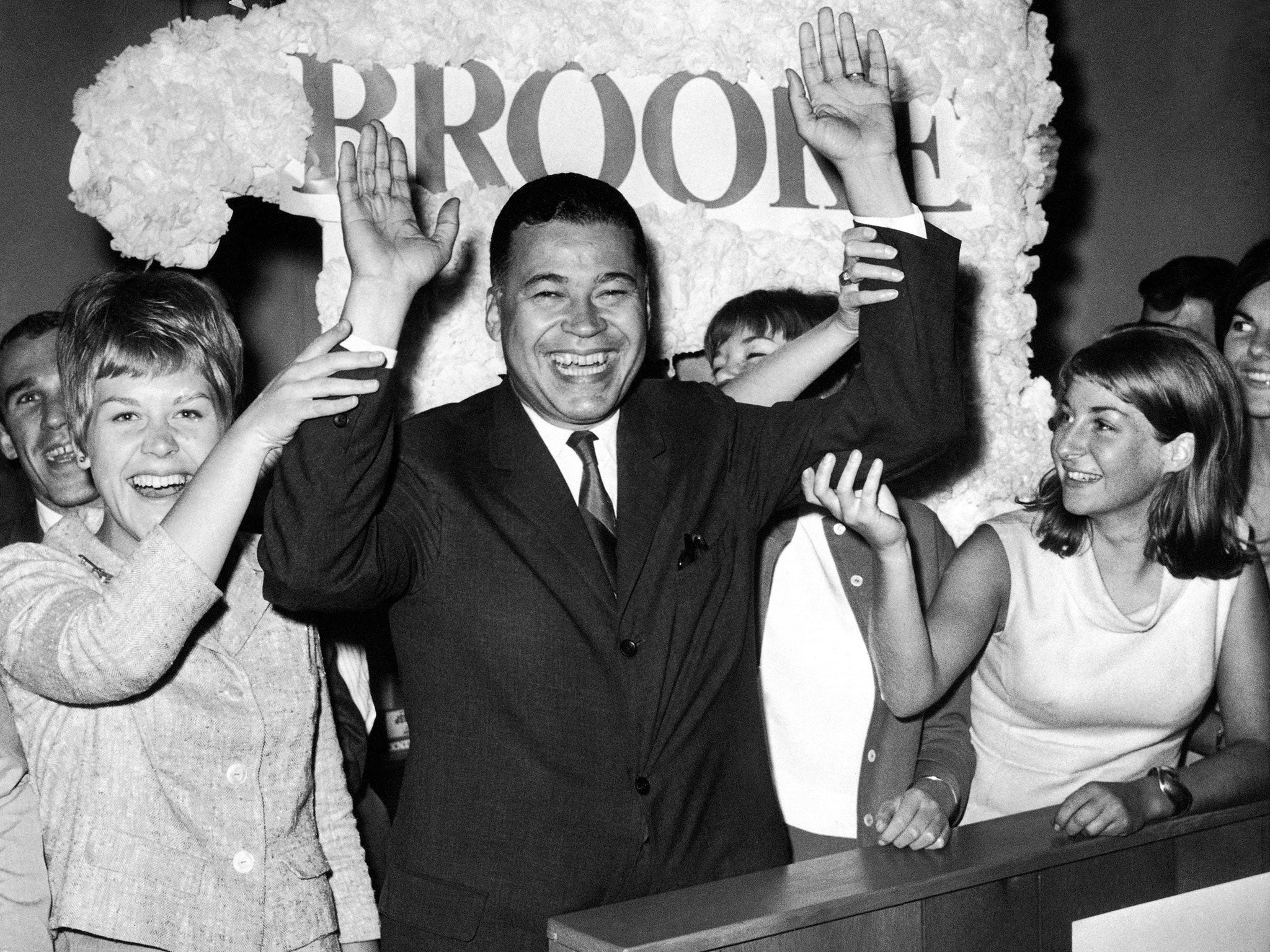 Edward Brooke celebrating after winning the nomination for the Senate in 1966