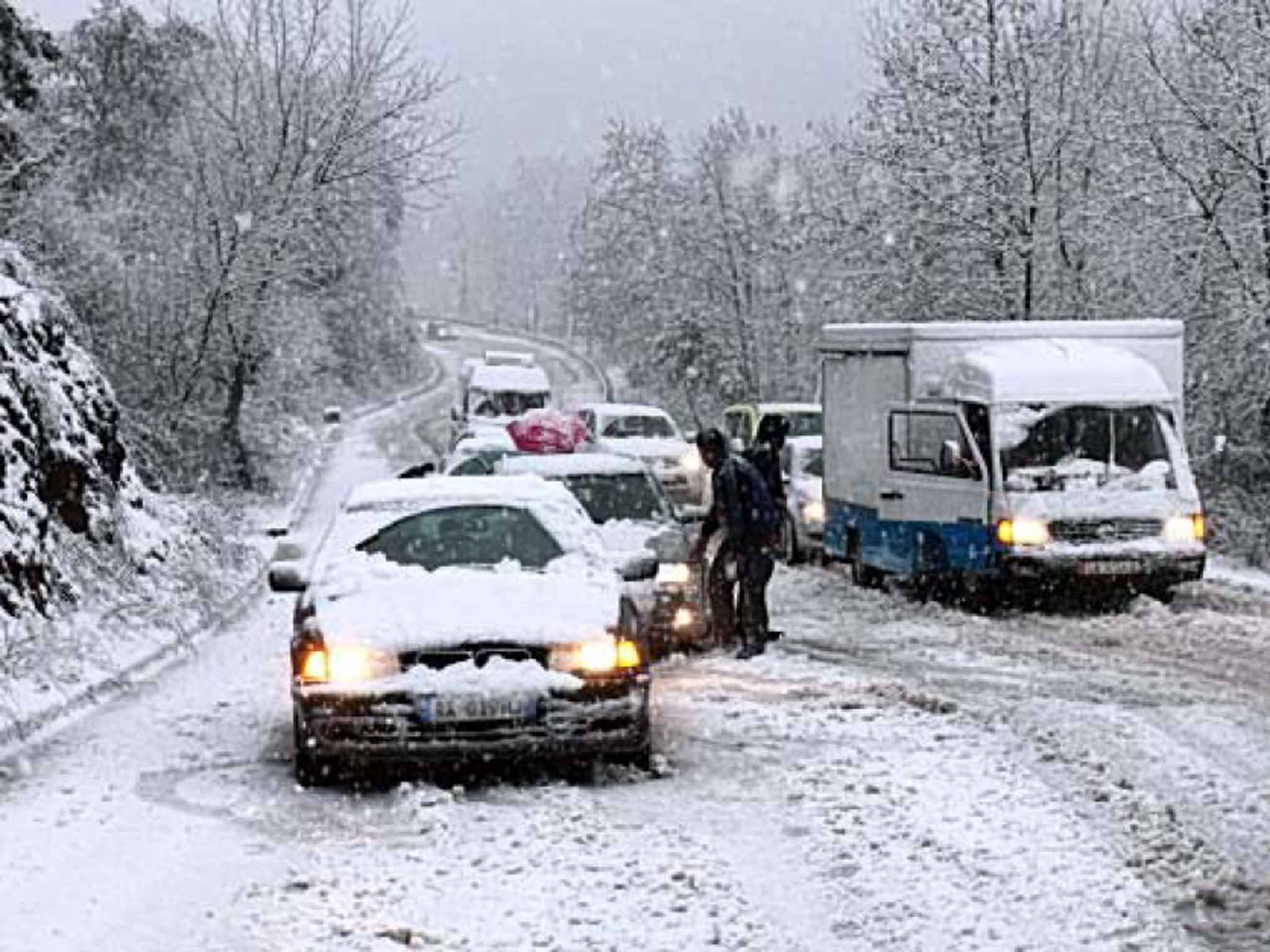Motorists were caught out by heavy snowfall last weekend