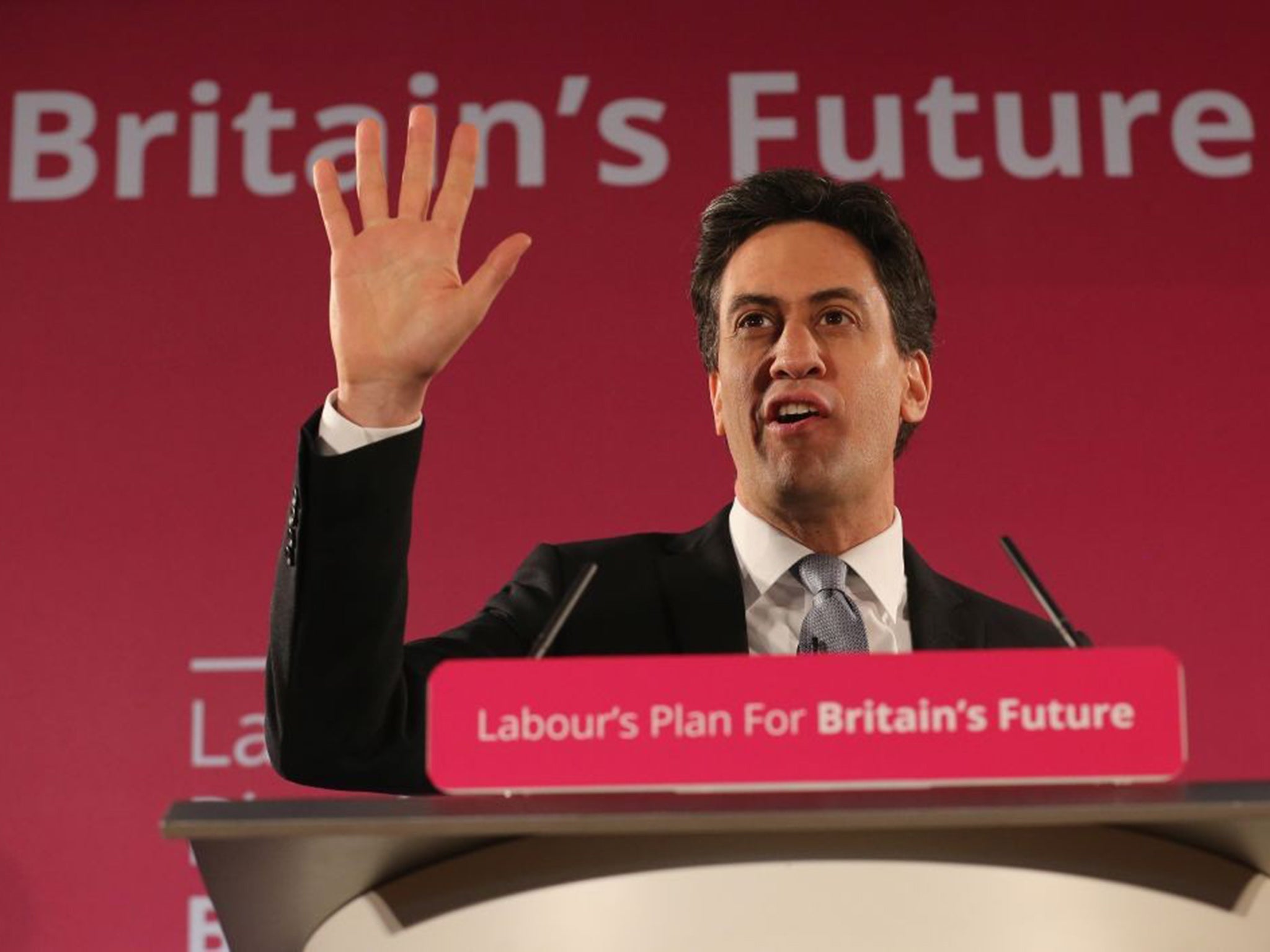 Ed Miliband addresses Labour activitists as he launches the party's 2015 election campaign at the Lowry Centre on 5 January 2015 in Salford, England