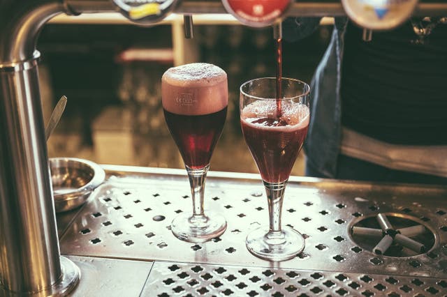 Belgian beer being poured