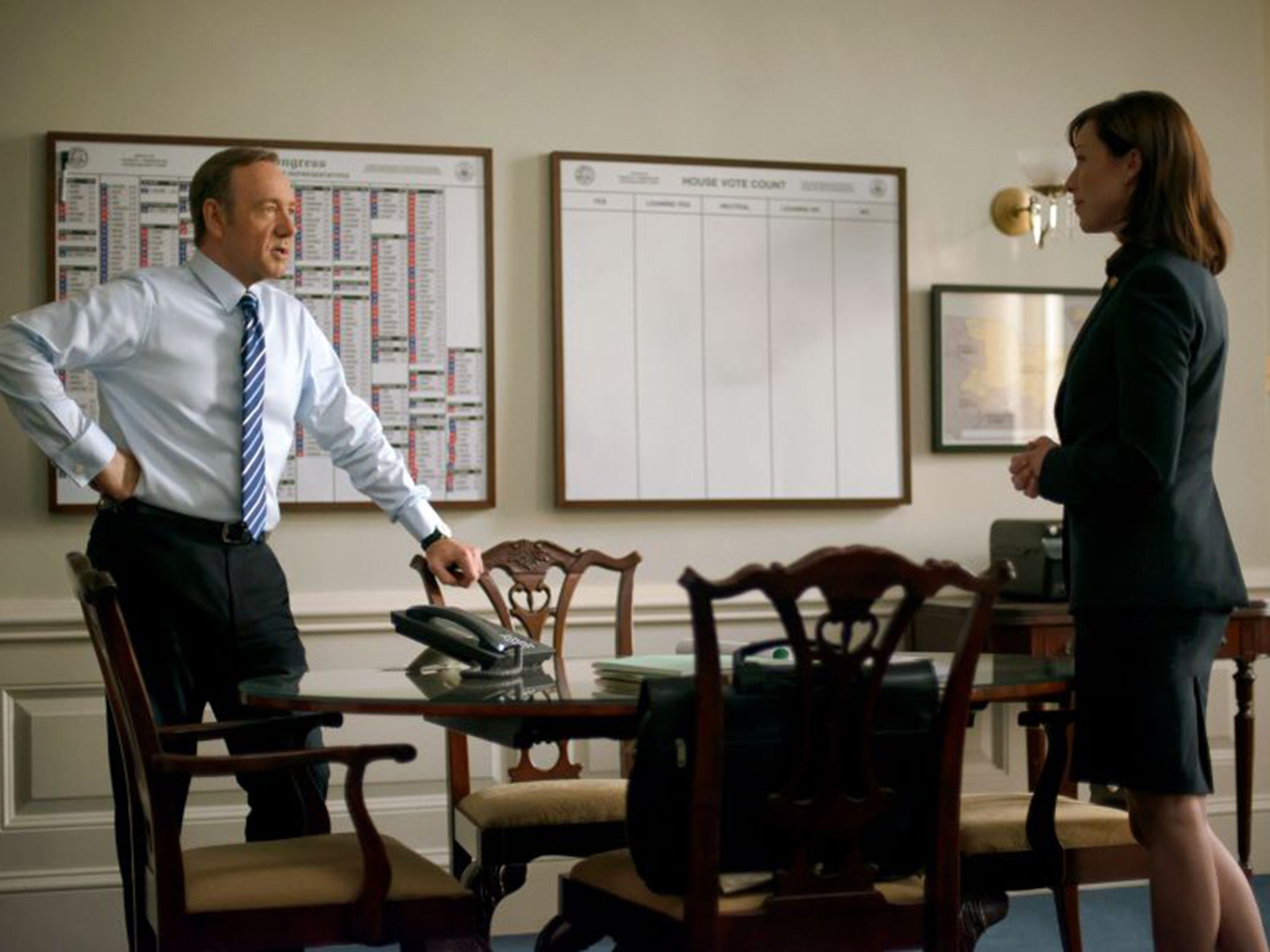 Kevin Spacey and Molly Parker in Netflix original series House of Cards