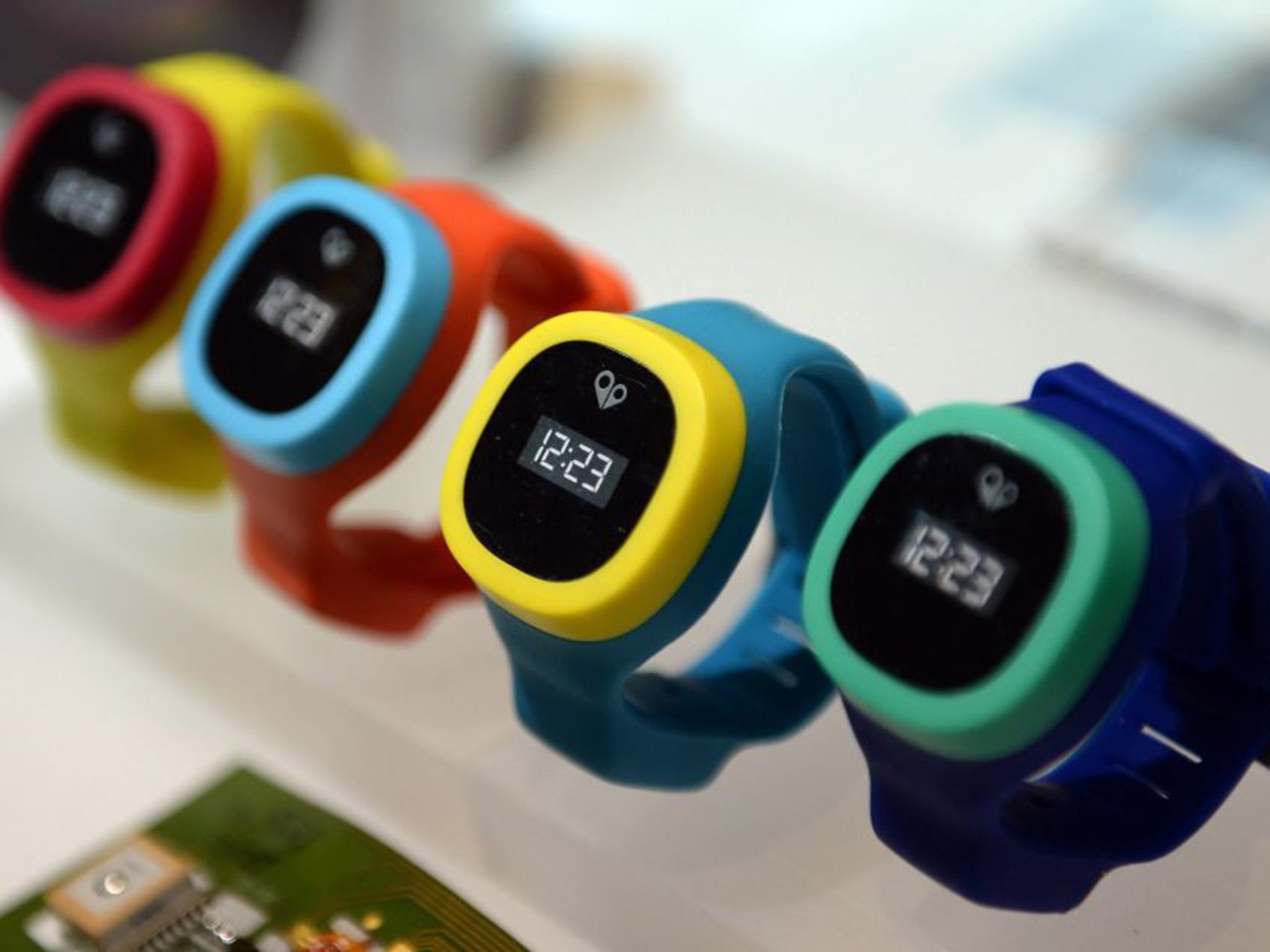 HereO children’s watches, equipped with GPS so parents can locate their offspring, are on display at the International Consumer Electronics Show (CES) in Las Vegas (EPA)