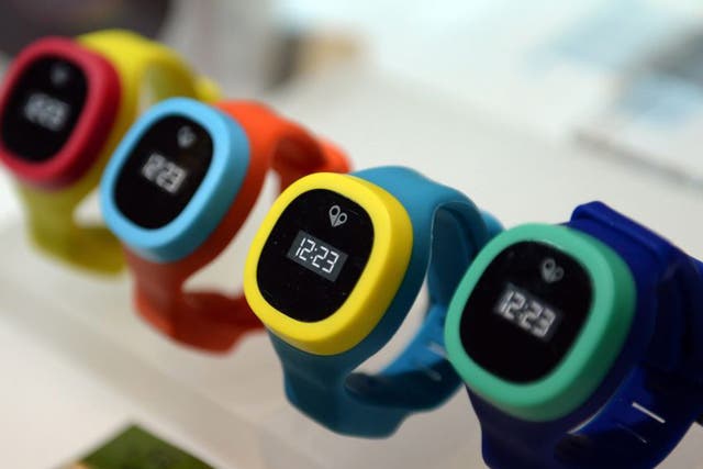 HereO children’s watches, equipped with GPS so parents can locate their offspring, are on display at the International Consumer Electronics Show (CES) in Las Vegas (EPA)