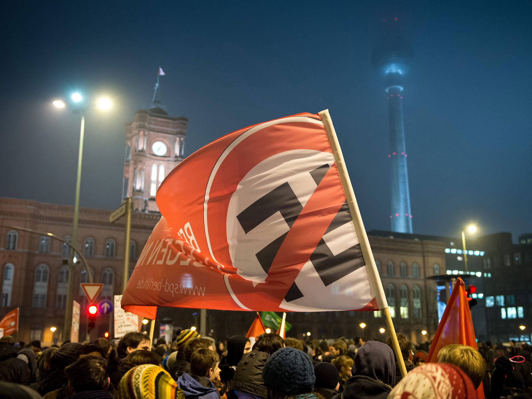 'Alliance against Racism' demonstrate against right-wing initiative Pegida