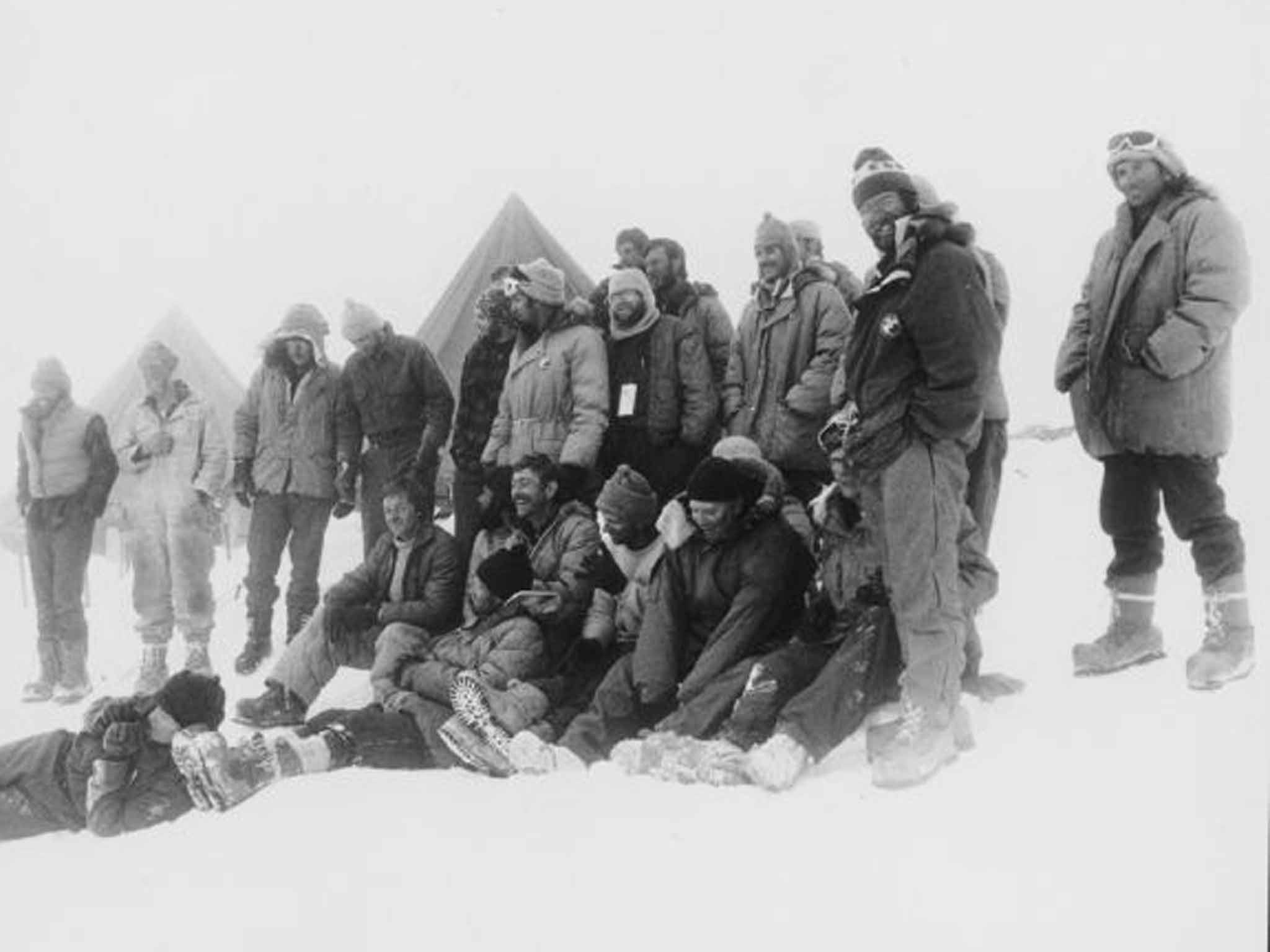 Indomitable team: the hastily assembled New Zealand recovery crew on site at Mount Erebus in Antarctica after the 1979 disaster (Rogue Productions)