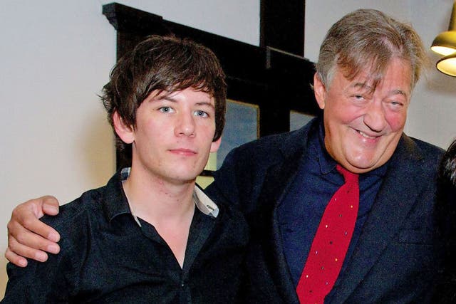 Elliott Spencer and Stephen Fry in September 2014
