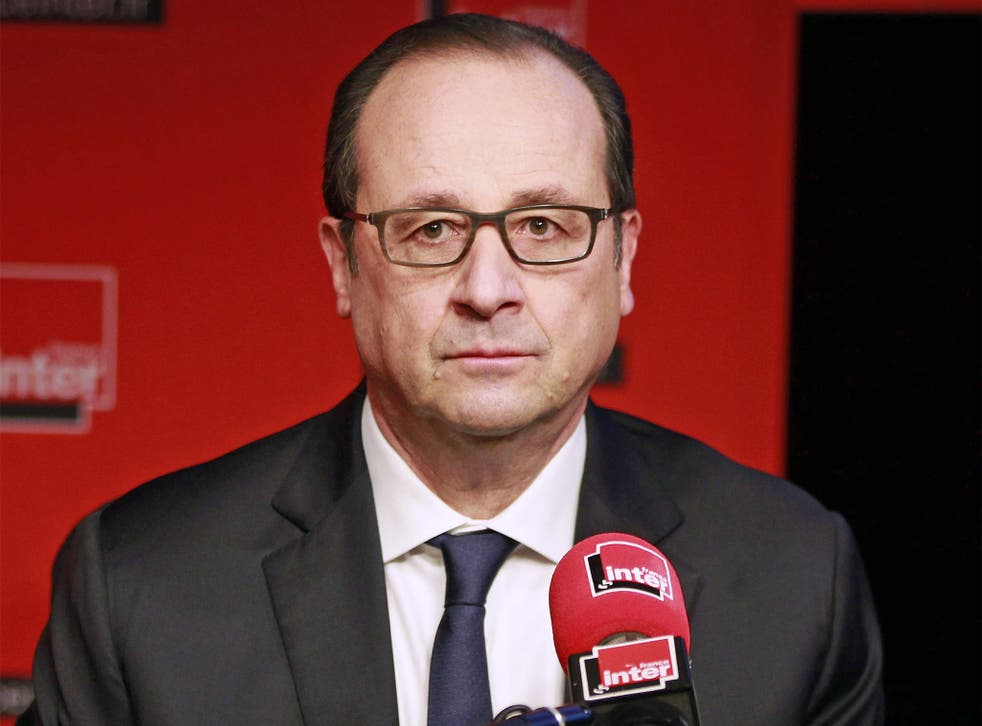 President Francois Hollande during a live interview on French radio on Monday