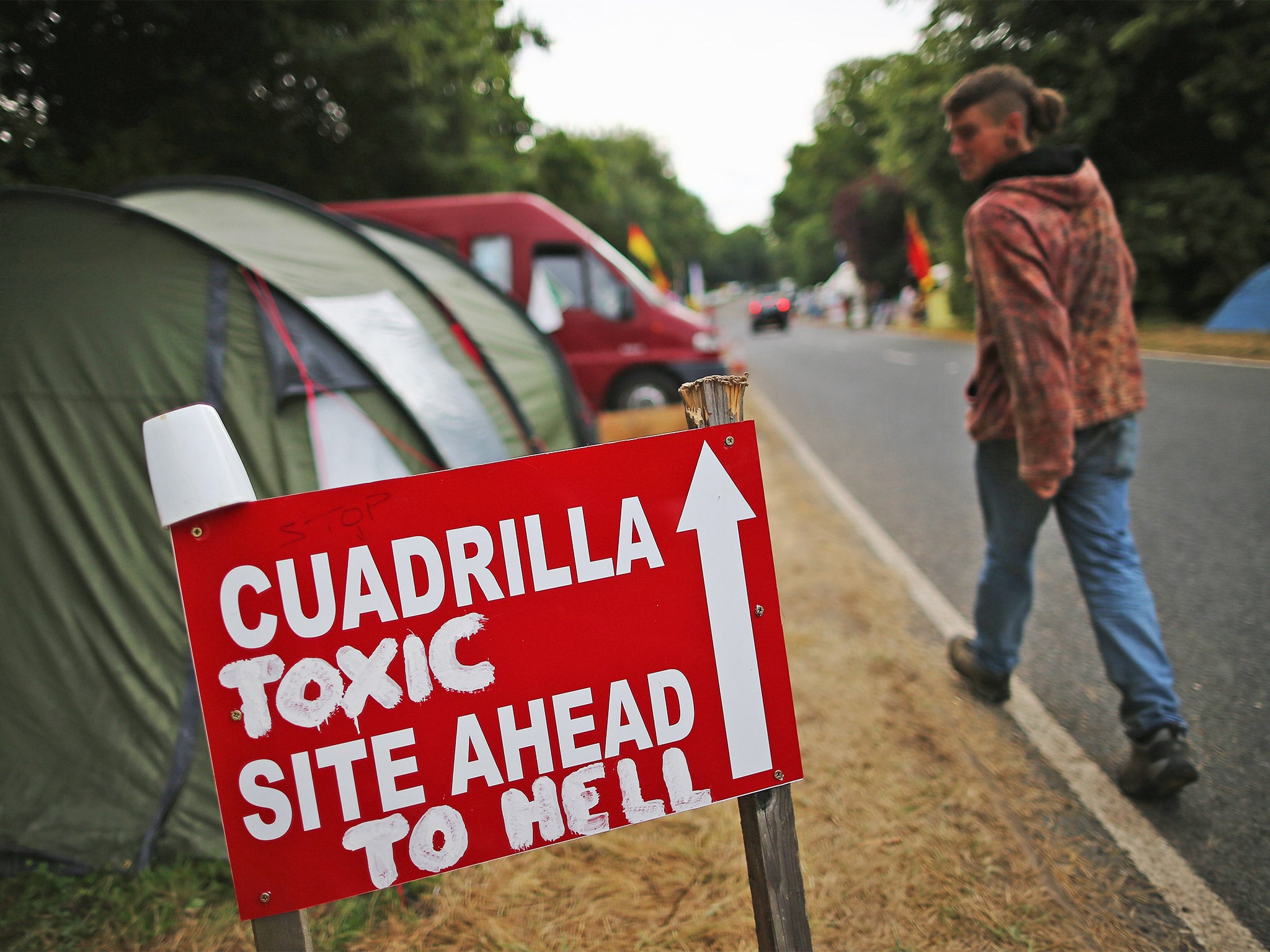A protest near a drill site operated by Cuadrilla in Balcombe, West Sussex, in 2013