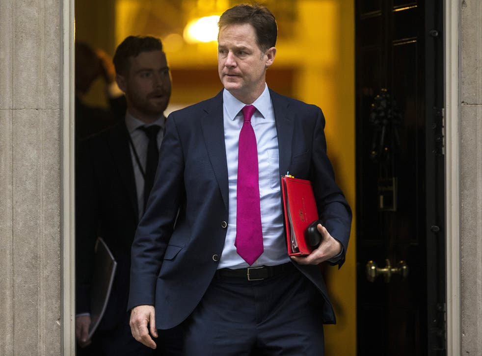 Deputy Prime Minister Nick Clegg in Downing Street on Tuesday