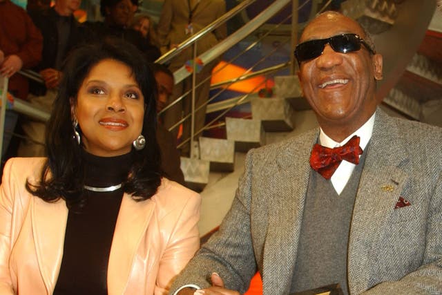 <p>Bill Cosby receives NBC's walk of fame award at the Rockefeller Center, in New York, on May 3, 2002 in New York City, next to former co-star Phylicia Rashad</p>