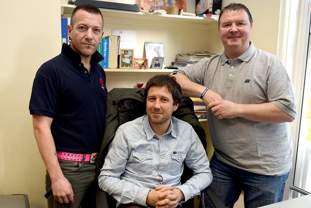Phil Rogers, from Veterans Aid (centre), with Daz Mullard (left) and Paul McEwan