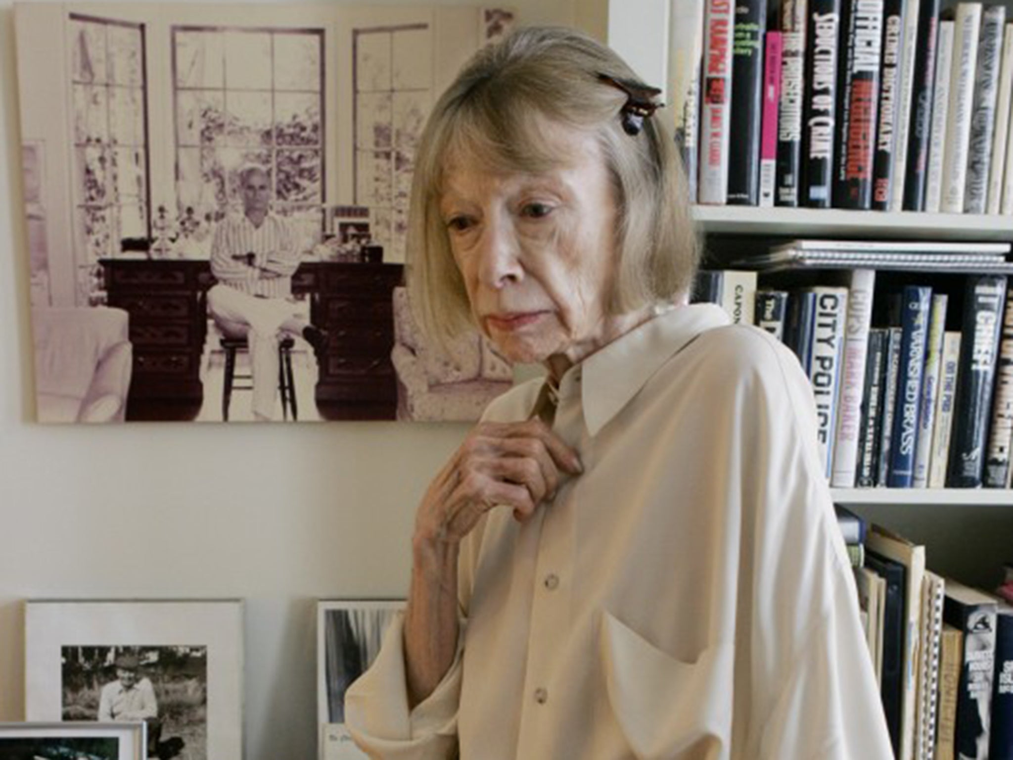 Joan Didion in the office of her late husband, John Gregory Dunne