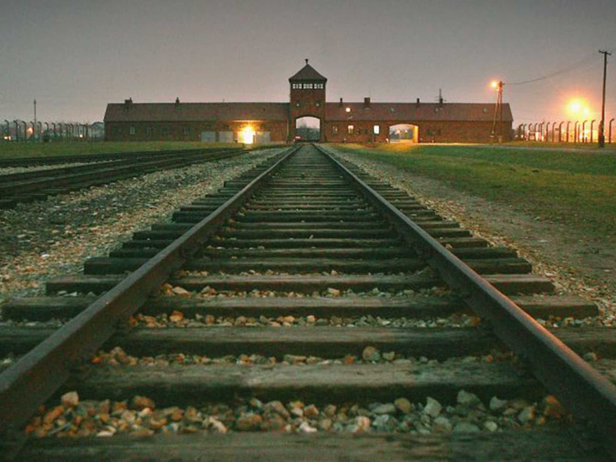 End of the line: the main entrance to Auschwitz-Birkenau concentration camp, in the village of Brzezinka, Poland