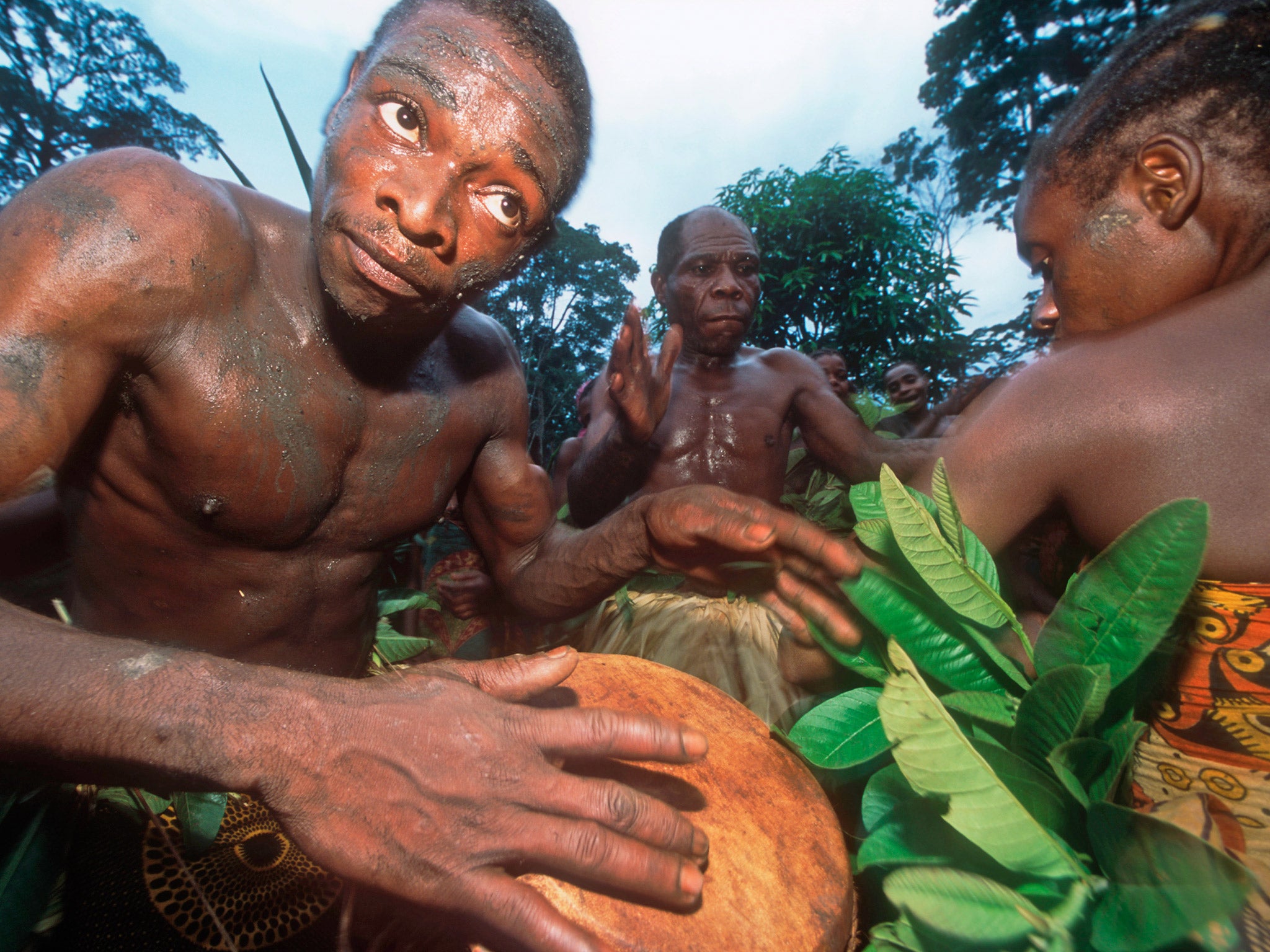 Baka pygmies celebrating with dance and music. File photo