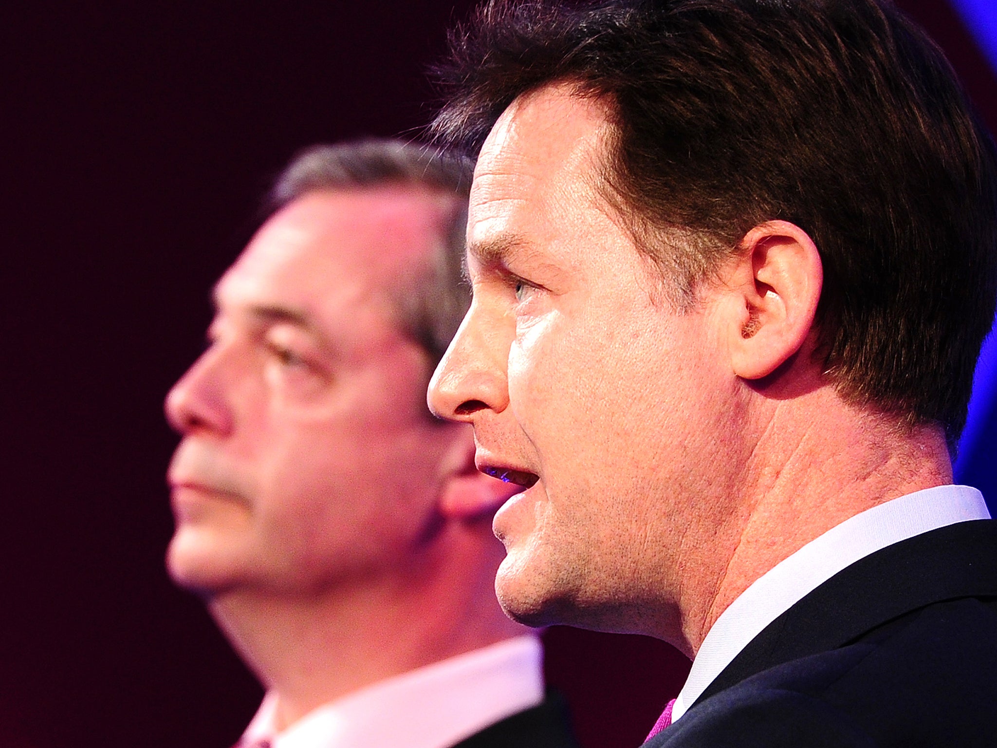 Deputy Prime Minister Nick Clegg and UKIP (UK Independence Party) leader Nigel Farage.