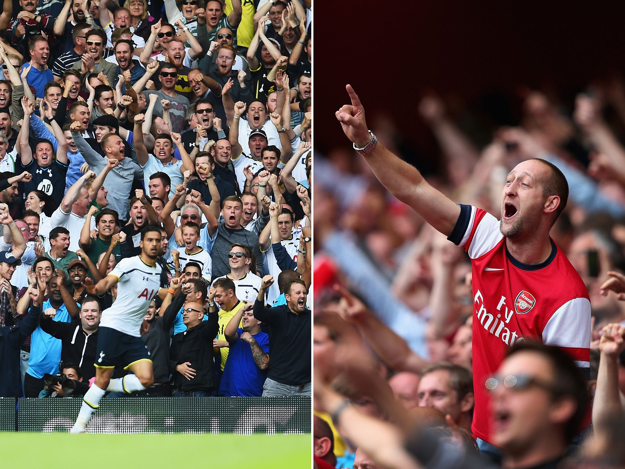 Fans at White Hart Lane (L) and the Emirates (R) will not be able to take in 'selfie sticks'