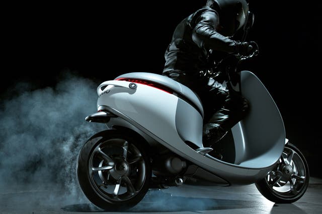 The Gogoro Smartscooter, unveiled at the 2015 CES tech show in Las Vegas