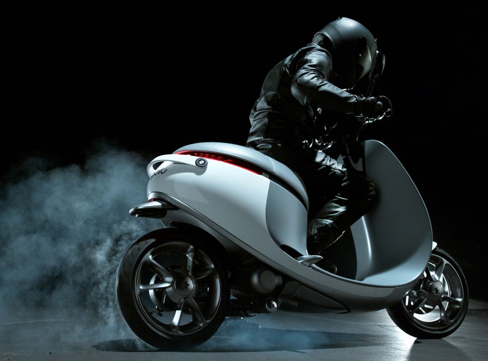 The Gogoro Smartscooter, unveiled at the 2015 CES tech show in Las Vegas