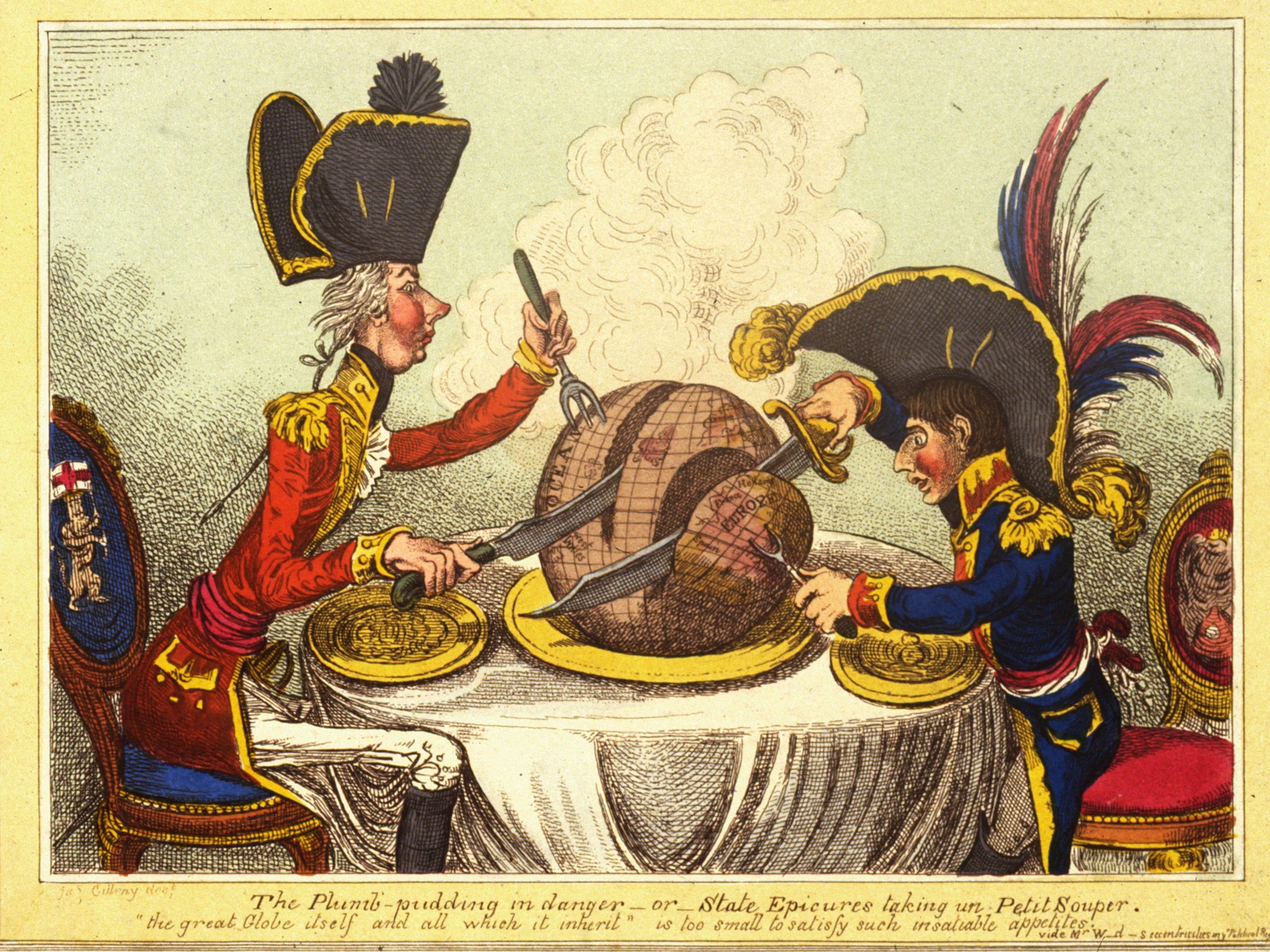 Strip tease: James Gillray’s 1805 cartoon showing British PM William Pitt and Napoleon Bonaparte carving up the world between them