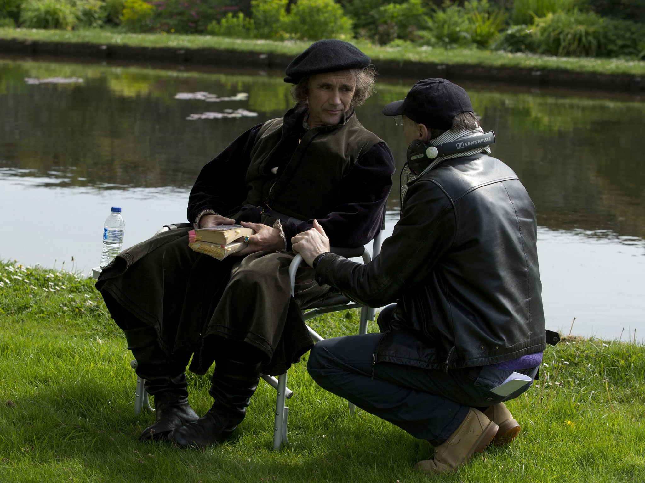 Rylance on the set of 'Wolf Hall'