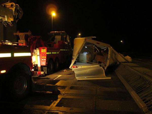 A van was turned over on Forth Road Bridge amid gales over 100mph in Scotland last night on 8 January 2015