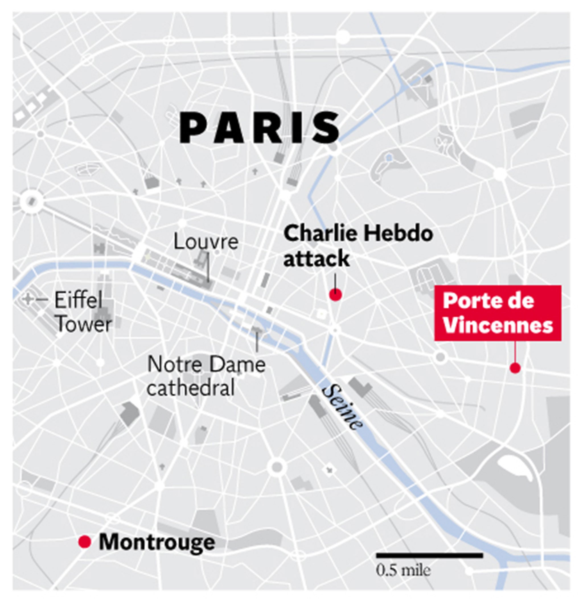 A gunman is holding at least five people hostage at a kosher grocery store in Porte de Vincennes in eastern Paris