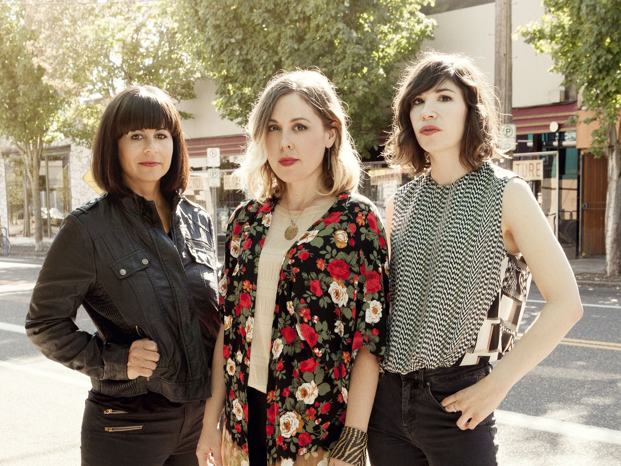 L to R: Janet Weiss, Corin Tucker and Carrie Brownstein, the three members of Sleater-Kinney