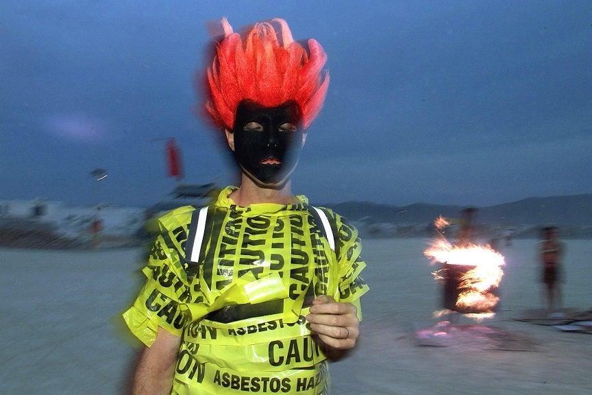 A man attends the Burning Man Festival in Nevada