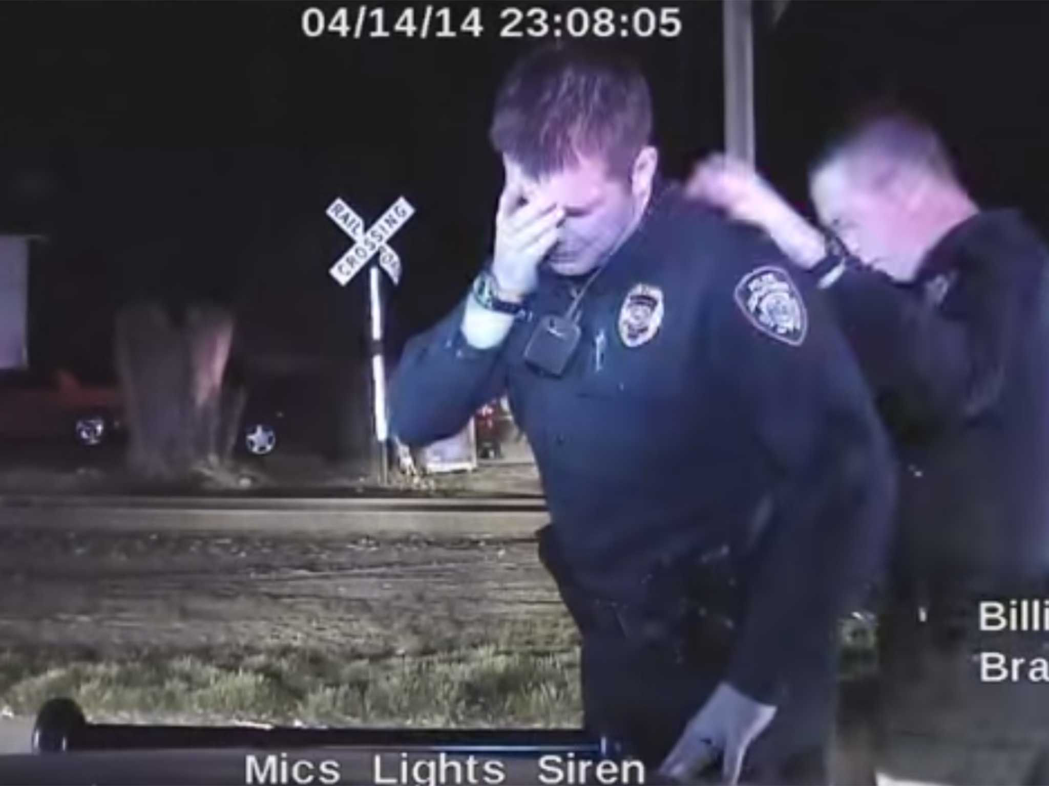 A screengrab from the video of Officer Morrison