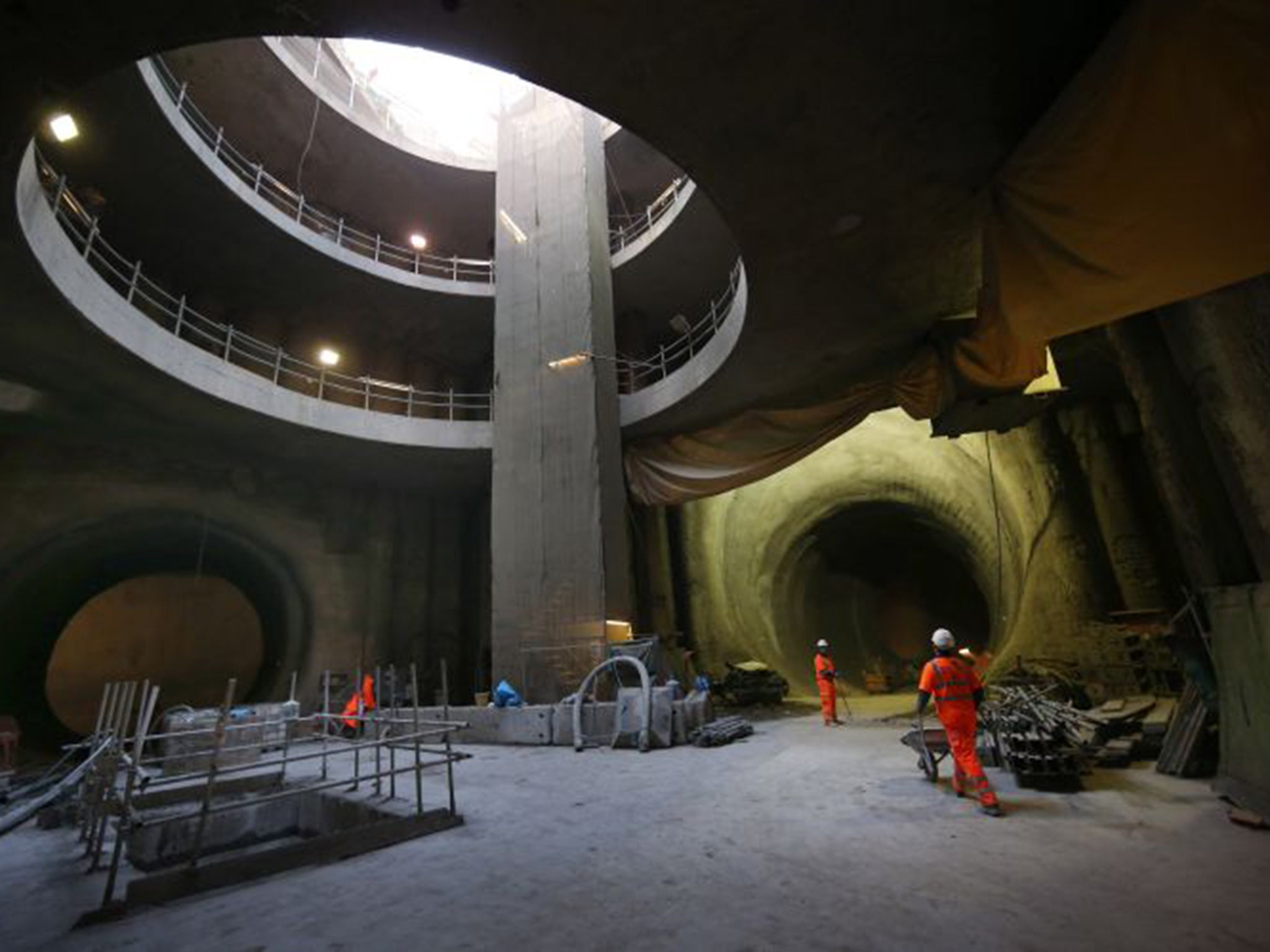 The unfinished shell of what will be the eastern ticket hall at one of the new stations, Hannover Square