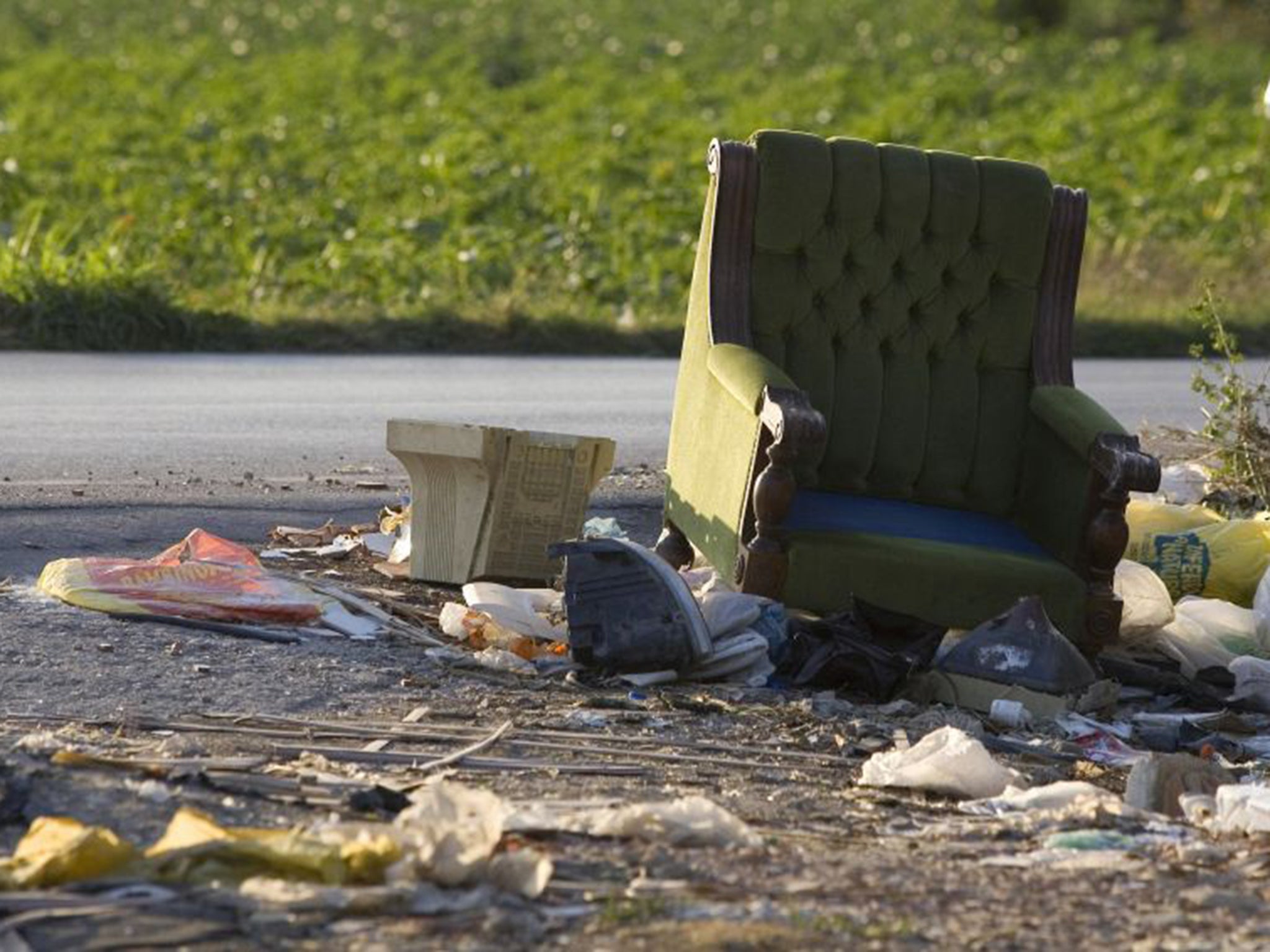 Flytipping is increasing on farmland and greenfield sites (AFP)