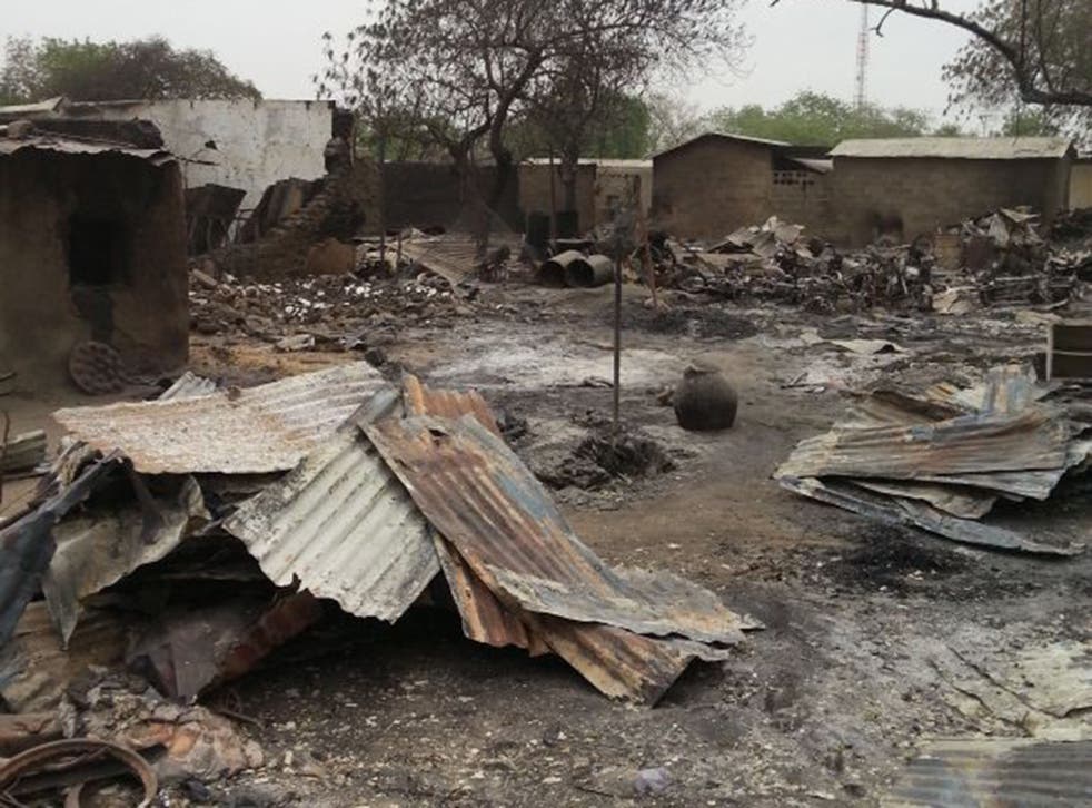 Baga after a previous Boko Haram raid. Much of the village has been destroyed in this month’s attacks (AP)