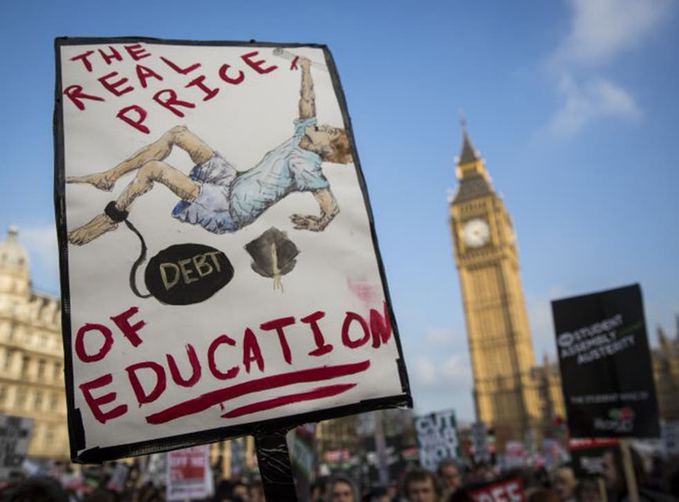 Students protest at the Government’s tuition fee system last November (Getty)