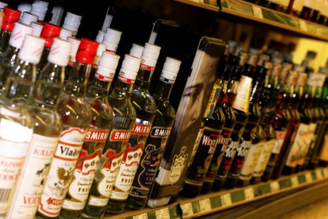 Vodka on shelves